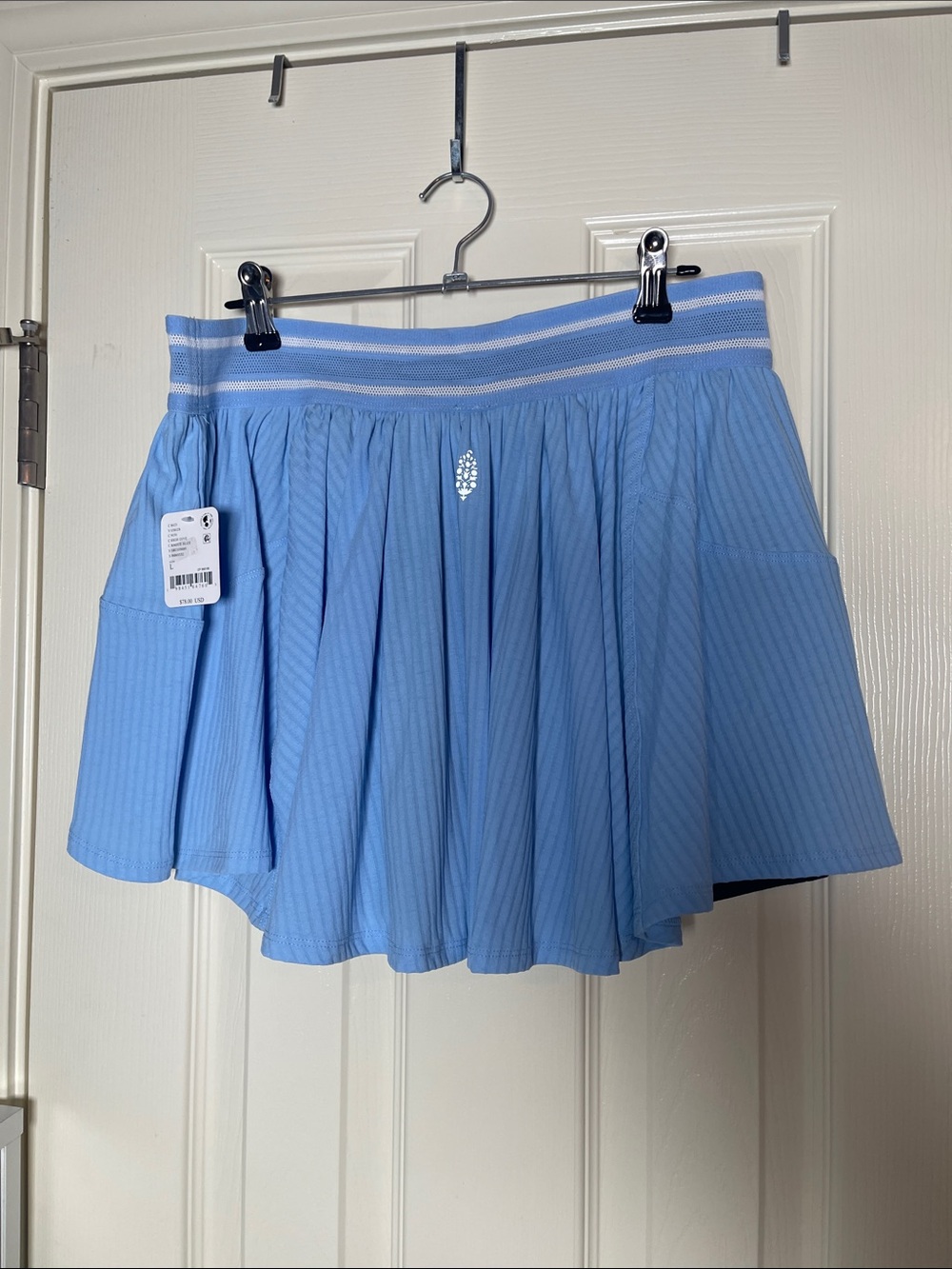 FP Movement by Free People Light Blue Striped Waist Circle Skirt
